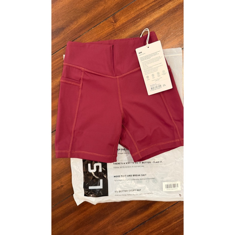 LSKD Elite X-Shorts Dark Cherry 4in High Waisted Shorts XS WTGH00415 NWT NEW - Picture 16 of 16